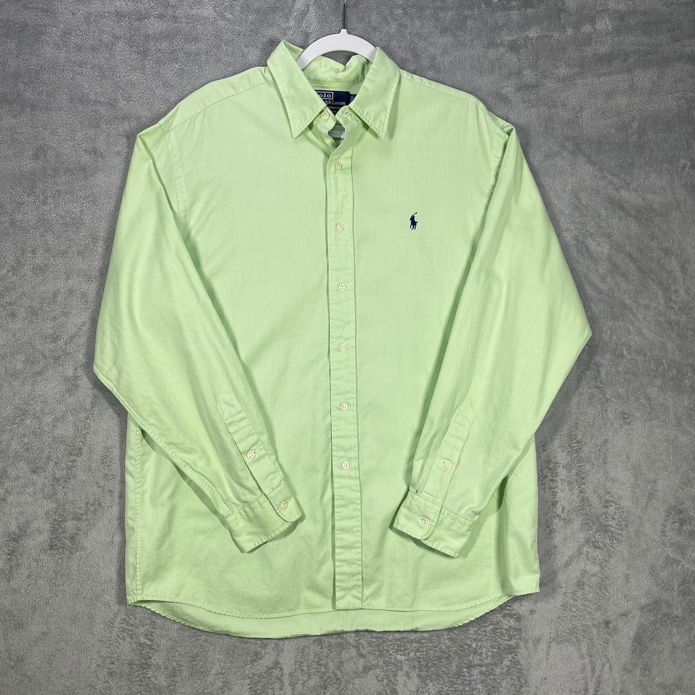 Polo Ralph Lauren Button Down Mens Large Green Lowell Sport Herringbone